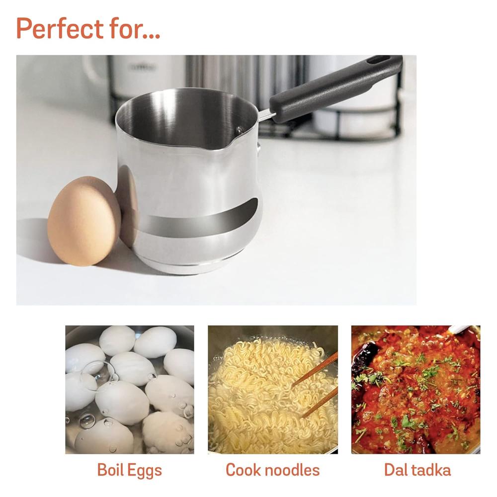 Meyer Nickel Free Stainless Steel Mini Pot | Milk Pan, Tea Pan Stainless Steel, Milk Pan Induction Base | Chai Pan | Small Saucepan | Milk Boiling Vessel | Saucepan with Handle, 10cm, Grey |0.60 liter 74043