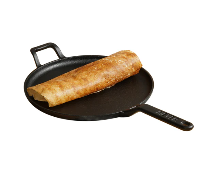Meyer Pre-Seasoned Cast Iron Flat Dosa Tawa, 28 cm, Black 47610