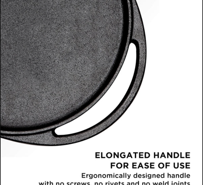 Meyer Pre-Seasoned Cast Iron Two Side Handle Flat Tawa Pan,30cm 48448