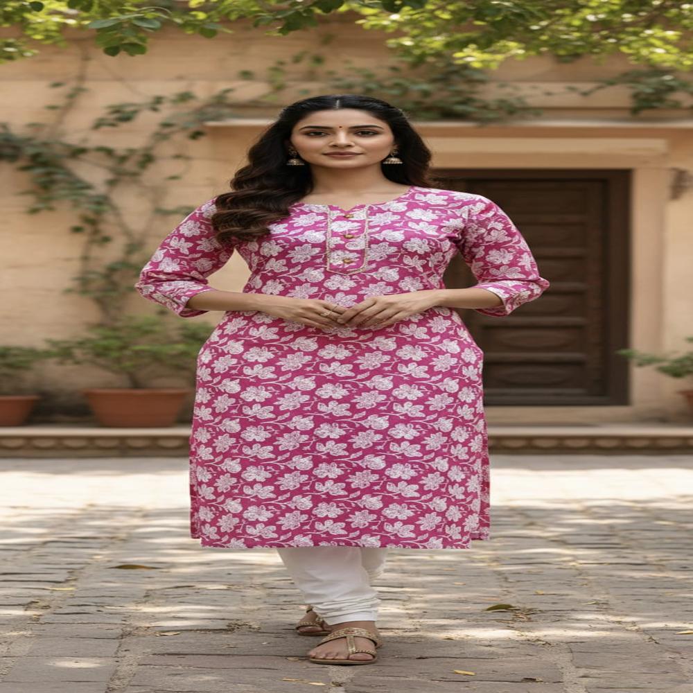 Woman printed pure cotton kurti
