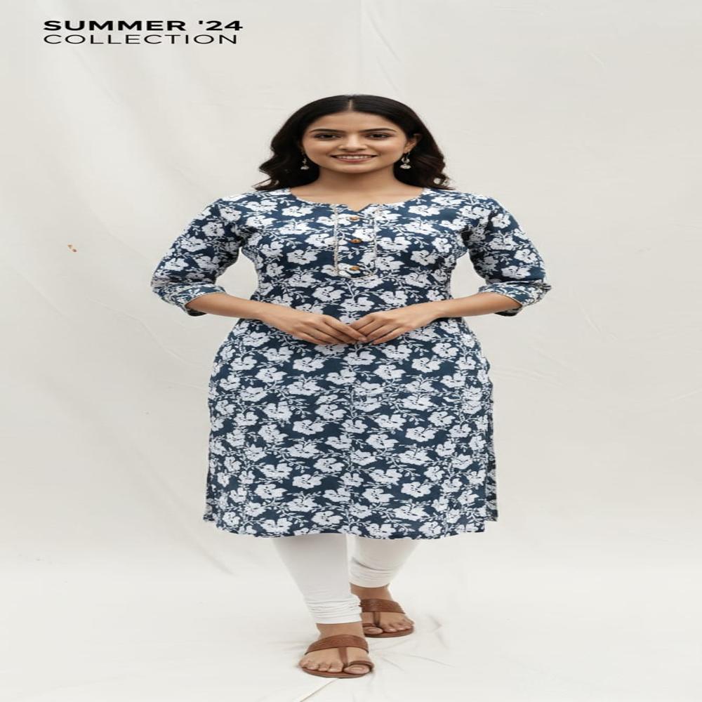 Woman printed pure cotton kurti