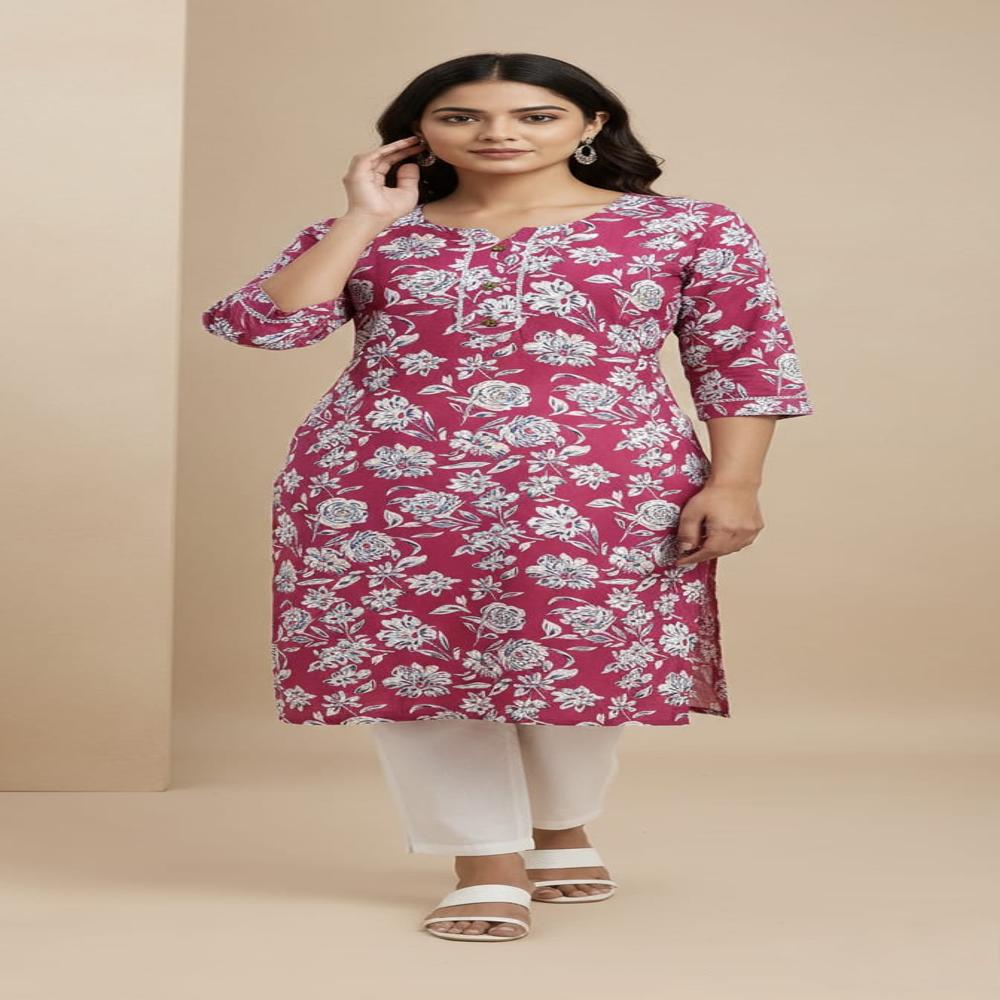 Woman printed pure cotton kurti