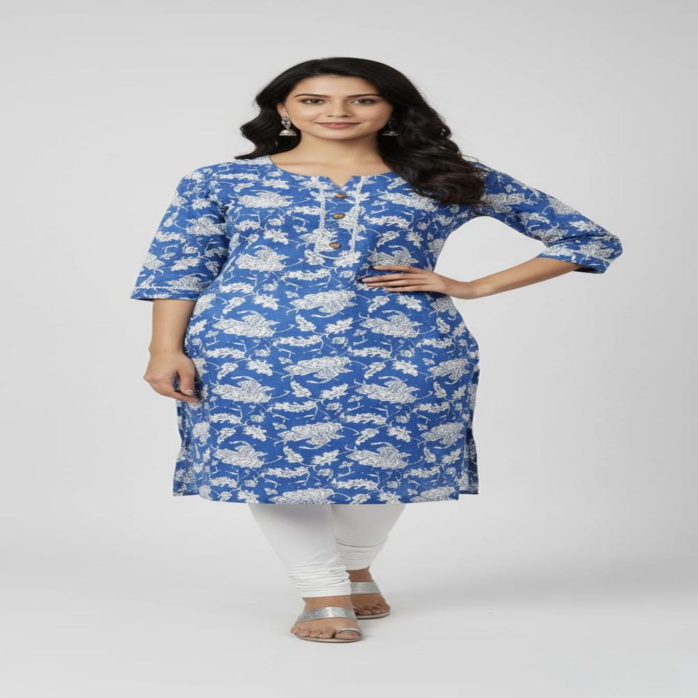 Woman printed pure cotton kurti