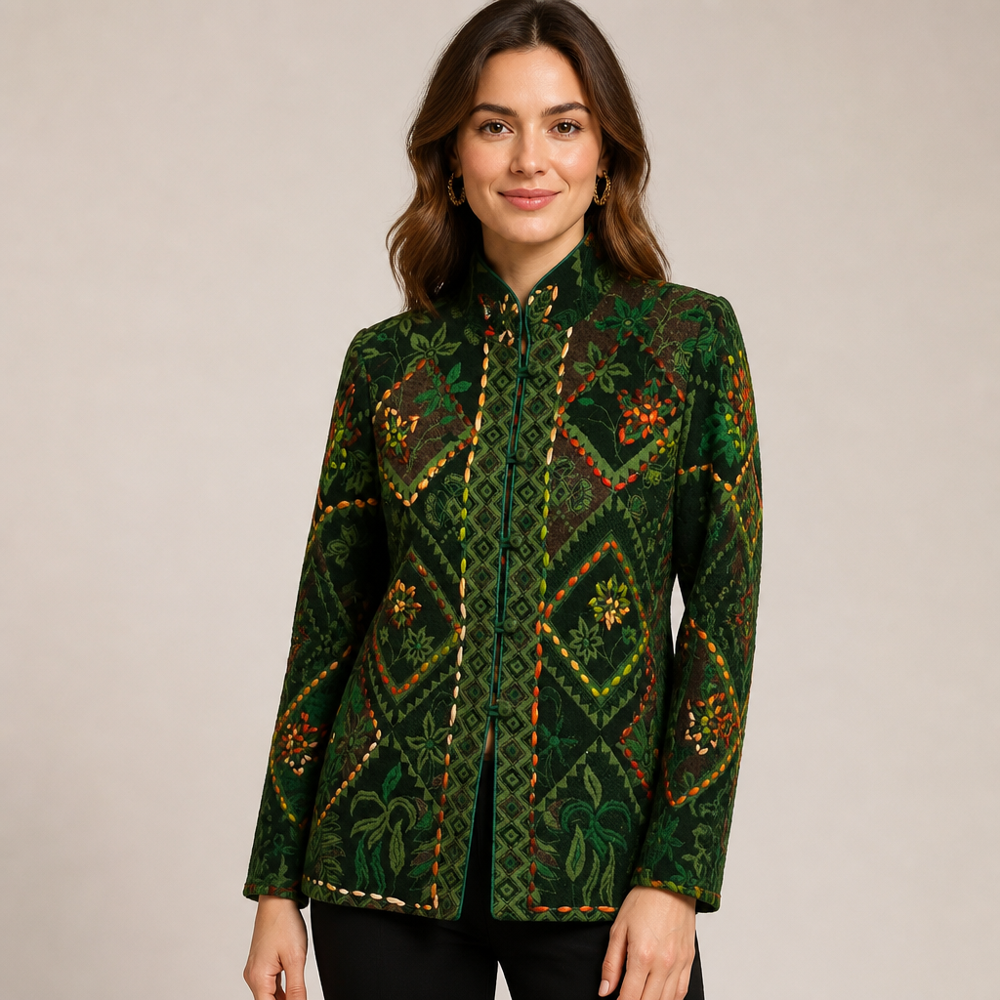 Woolen Jamawar embroidered short jacket