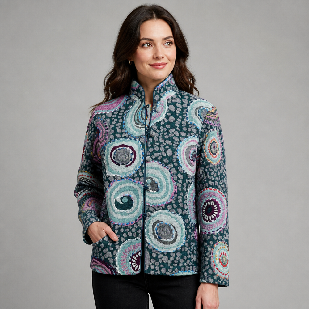 Woolen Jamawar embroidered short jacket