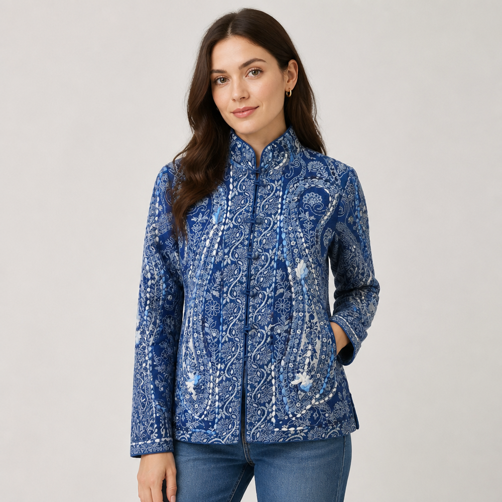Woolen Jamawar embroidered short jacket