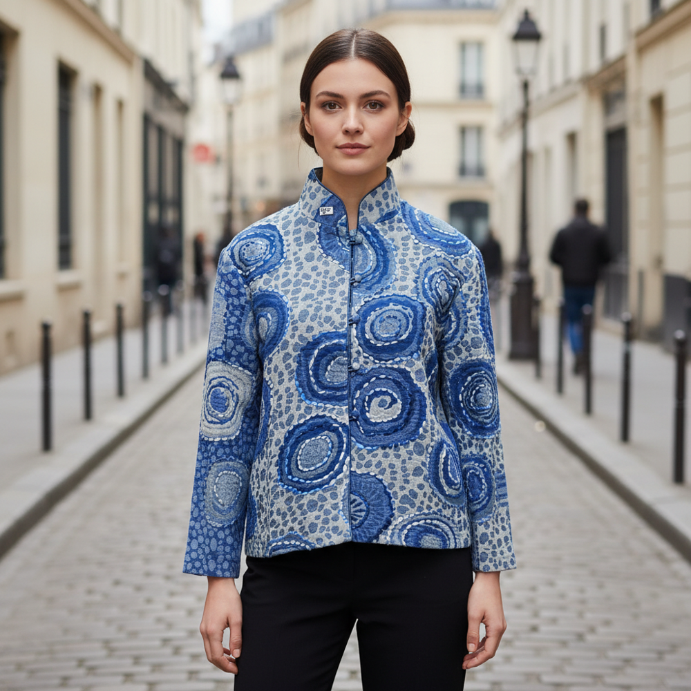 Woolen Jamawar embroidered short jacket