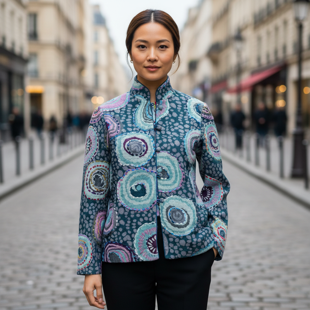 Woolen Jamawar embroidered short jacket