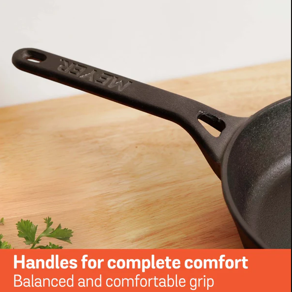 Meyer Pre-Seasoned Cast iron Frypan/Skillet single handle, 24cm 48242