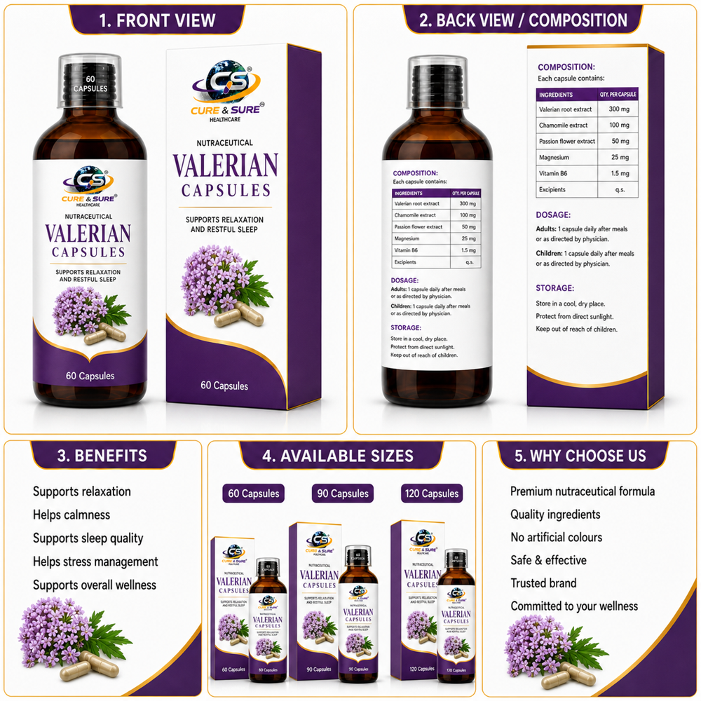 Nutraceutical VELERIAN Capsules Third Party Manufacturing