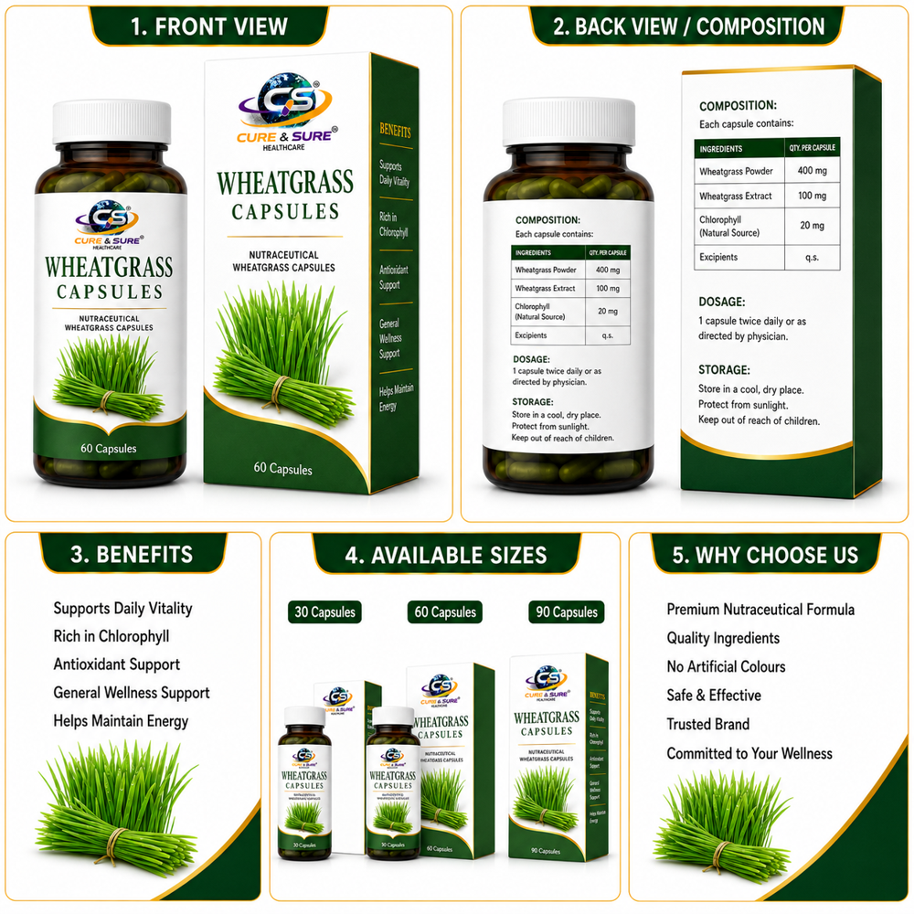 Nutraceutical Wheatgrass Capsules Third Party Manufacturing - Age Group: Adults