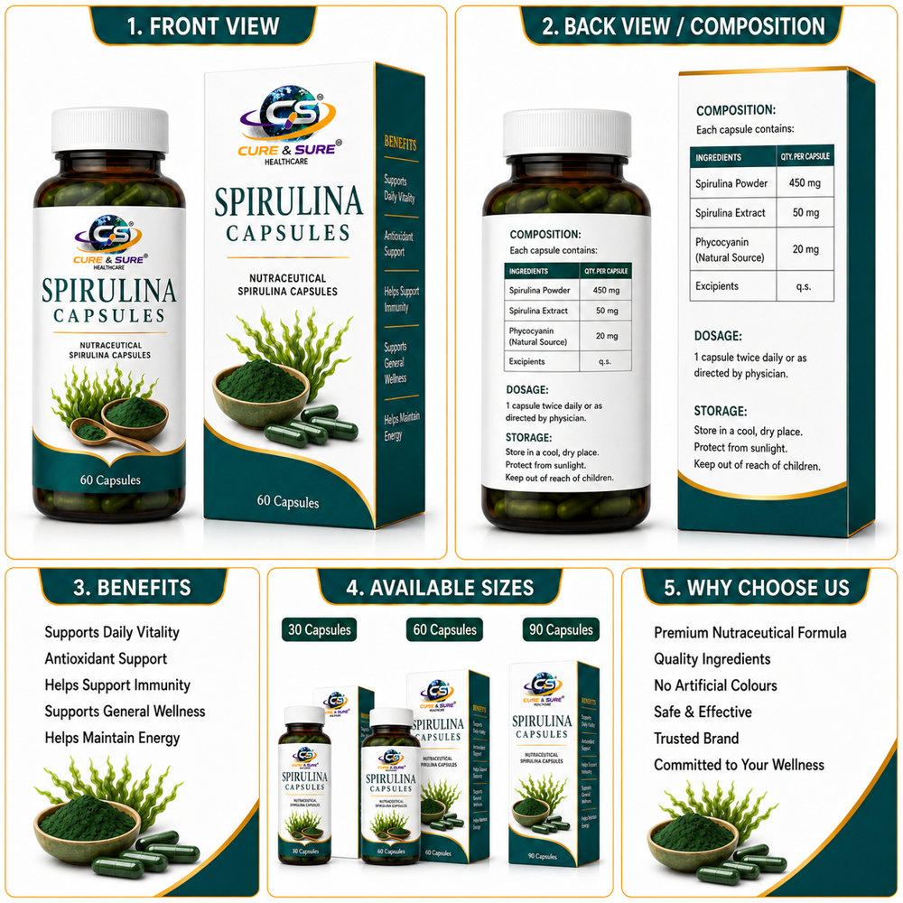 Nutraceutical Spirulina Capsules Third Party Manufacturing
