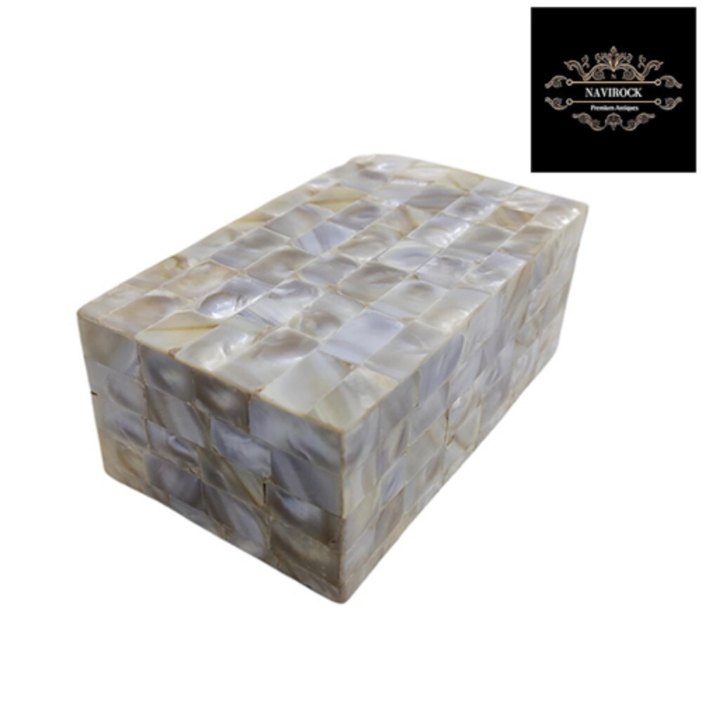 Vintage Handmade Natural Mother Of Pearl Inlay Decorative Jewelry And Storage Box