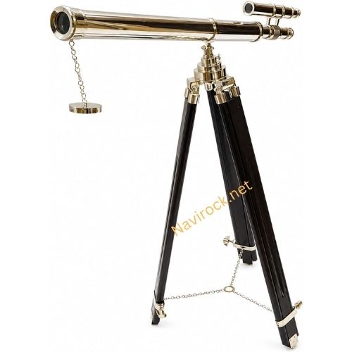 Maritime Marine Vintage Chrome/Nickle Finish Designer Telescope Nautical Style Double Barrel