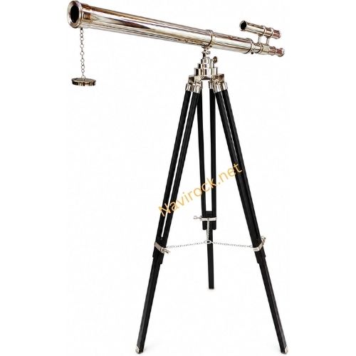 Maritime Marine Vintage Chrome/Nickle Finish Designer Telescope Nautical Style Double Barrel