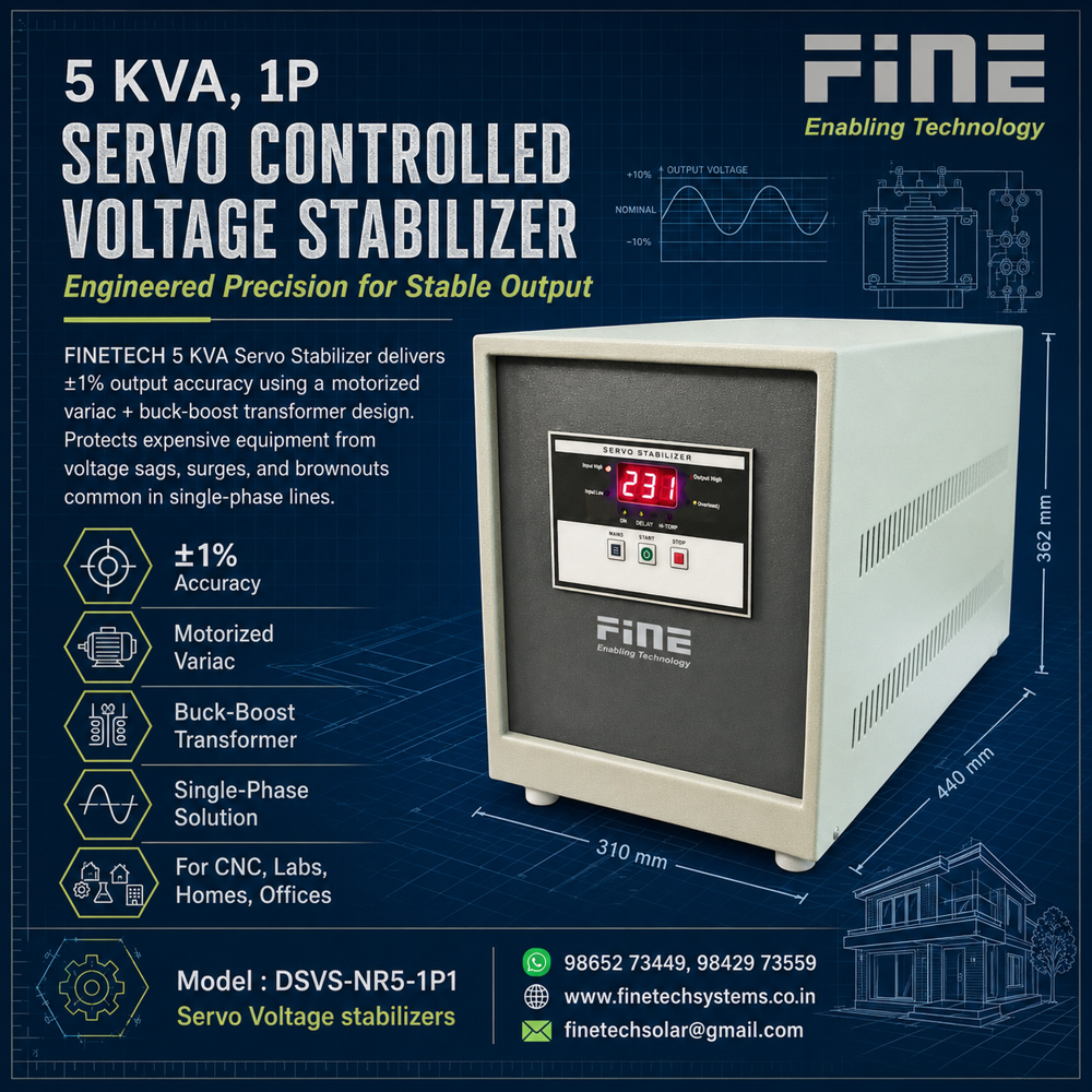 Air Cooled Servo Voltage Stabilizer - 30 Kva Rated Capacity, Pwm Controlled For Silent Operation, 1% Voltage Stability