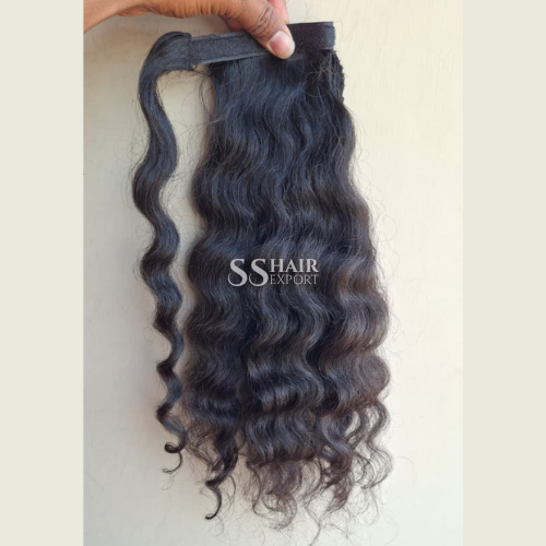 Fake Ponytail Hair Extensions 26in Wrap Around Human Hair Fake Piece
