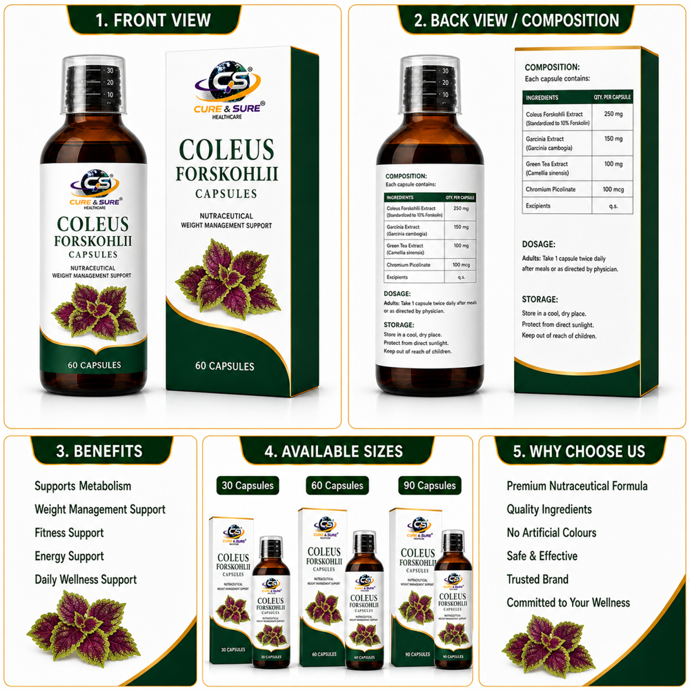 Nutraceutical Cloeus Forskohli Capsules Third Party Manufacturing