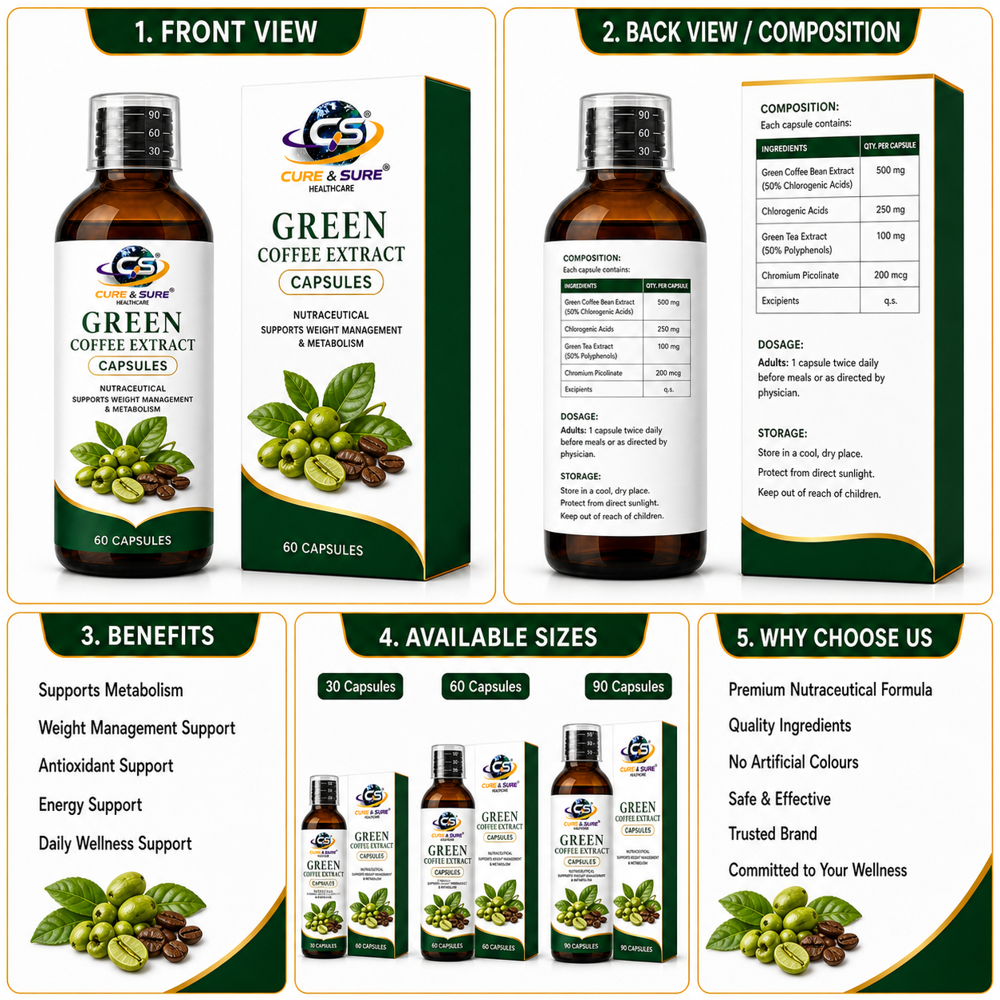 Nutraceutical Green Coffee Extract Capsules Third Party Manufacturing