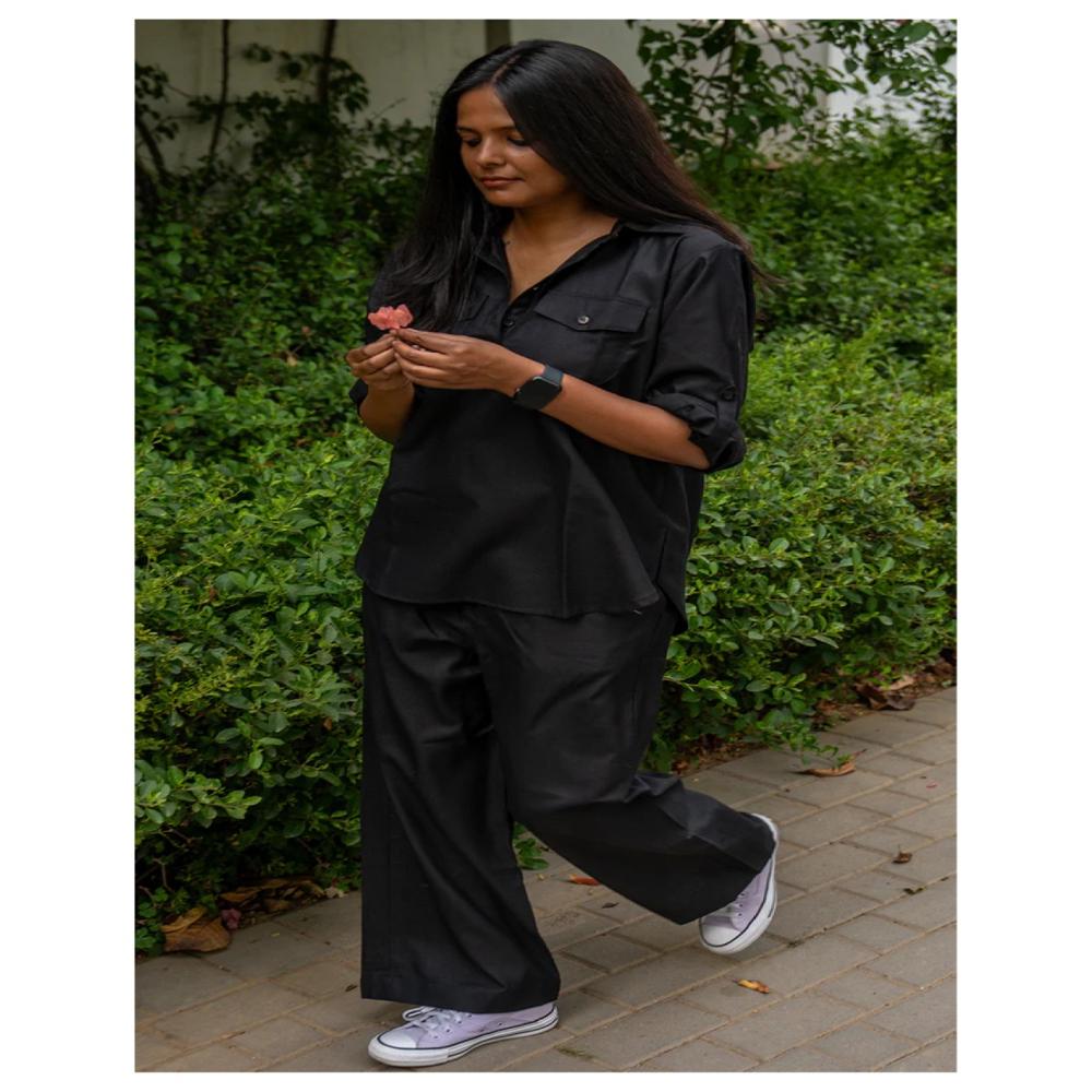 Black Cord Set - Cotton Blend, Relaxed Fit, Black | Breathable, Fade Resistant, Eco-friendly, Customizable