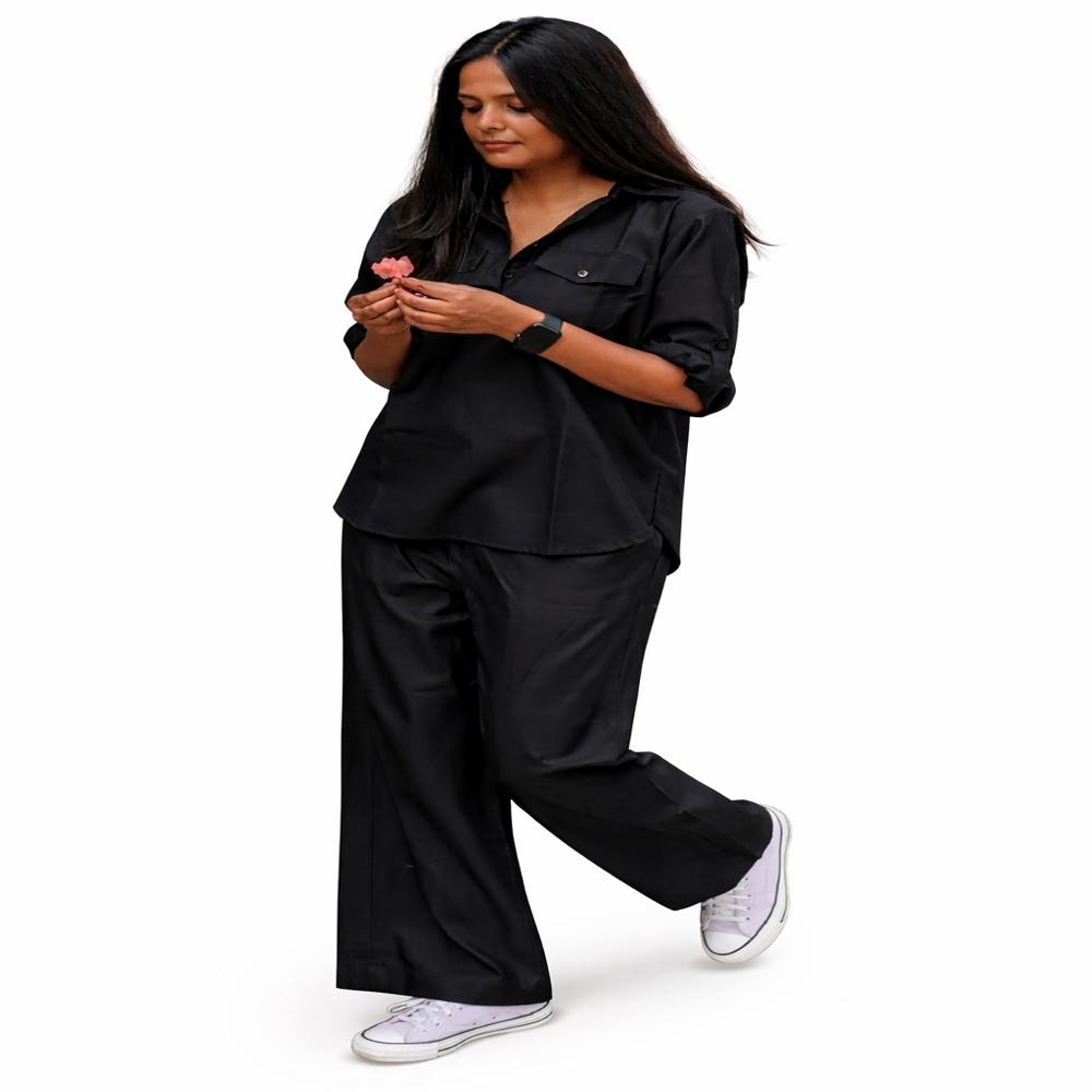 Black Cord Set - Cotton Blend, Relaxed Fit, Black | Breathable, Fade Resistant, Eco-friendly, Customizable