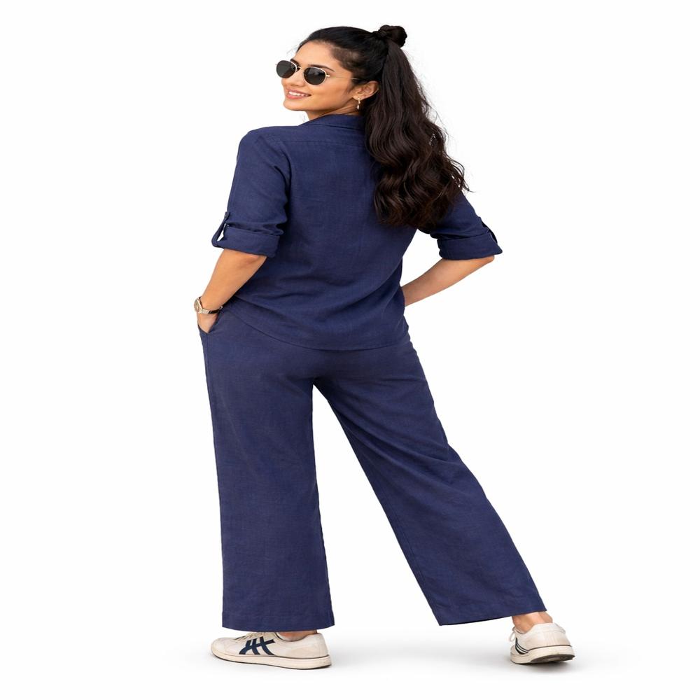 Navy Blue Cord Set - Cotton Blend, Multiple Sizes, Navy Blue | Breathable, Comfortable, Roll-up Sleeves, Chest & Side Pockets