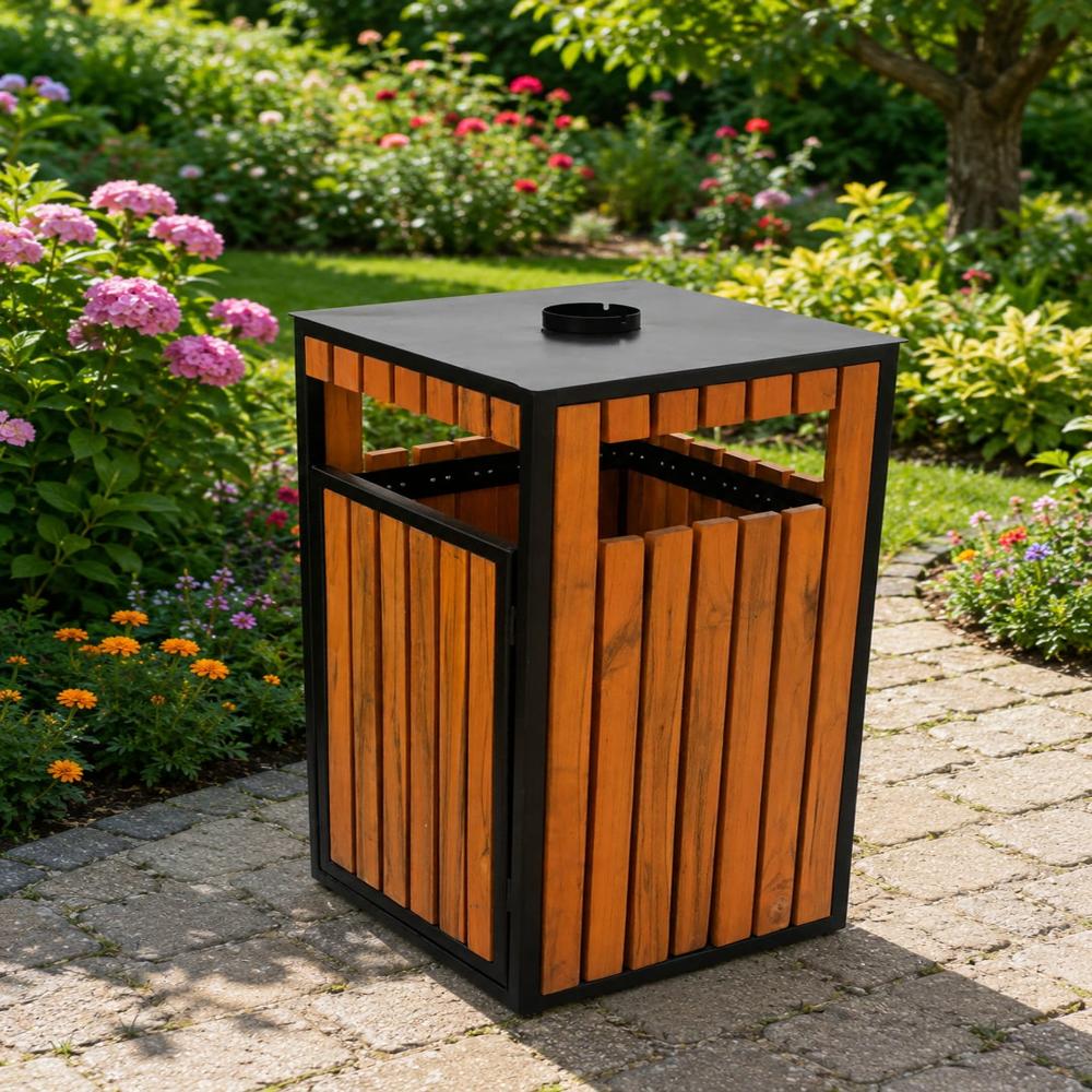 Outdoor Wooden Waste Bin 60l - Application: Hotel