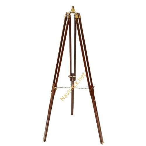 Antique Double Barrel Telescope Antique Finish with Brown Wooden Tripod