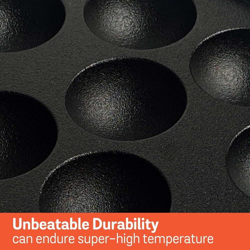 Meyer Pre Seasoned Cast Iron 12 Cavity Appam Patra, Paniyaram Pan Iron, Appam Pan, Pan Cake, Paddu, Appam Maker, Ponganal Maker, Appe and Litti Maker with 2 Side Handle, 26cm, Black 48485