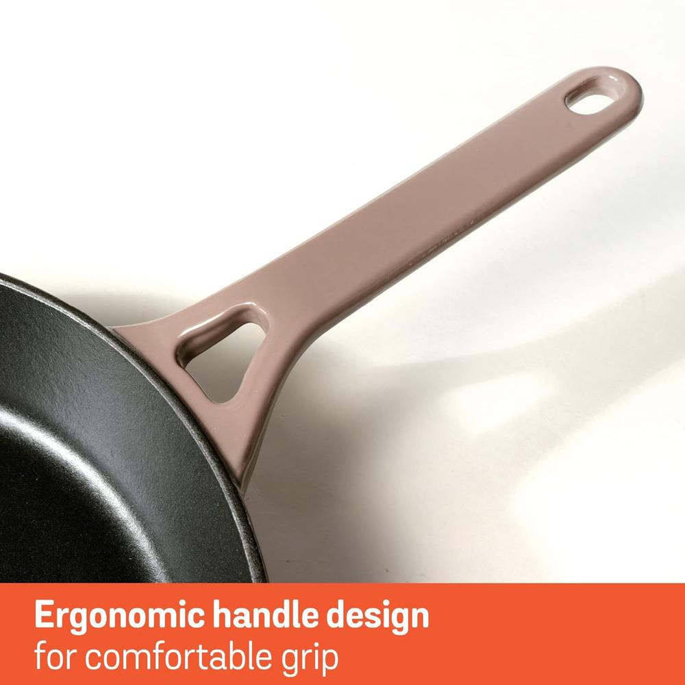 Meyer Enamel Cast Iron Frypan | Cast Iron Frying Pan | Cast Iron Skillet | Iron Pan for Cooking | Emamel Cast Iron Cookware | Fry Pan Gas and Induction Suitable, 26cm, Grey 48602