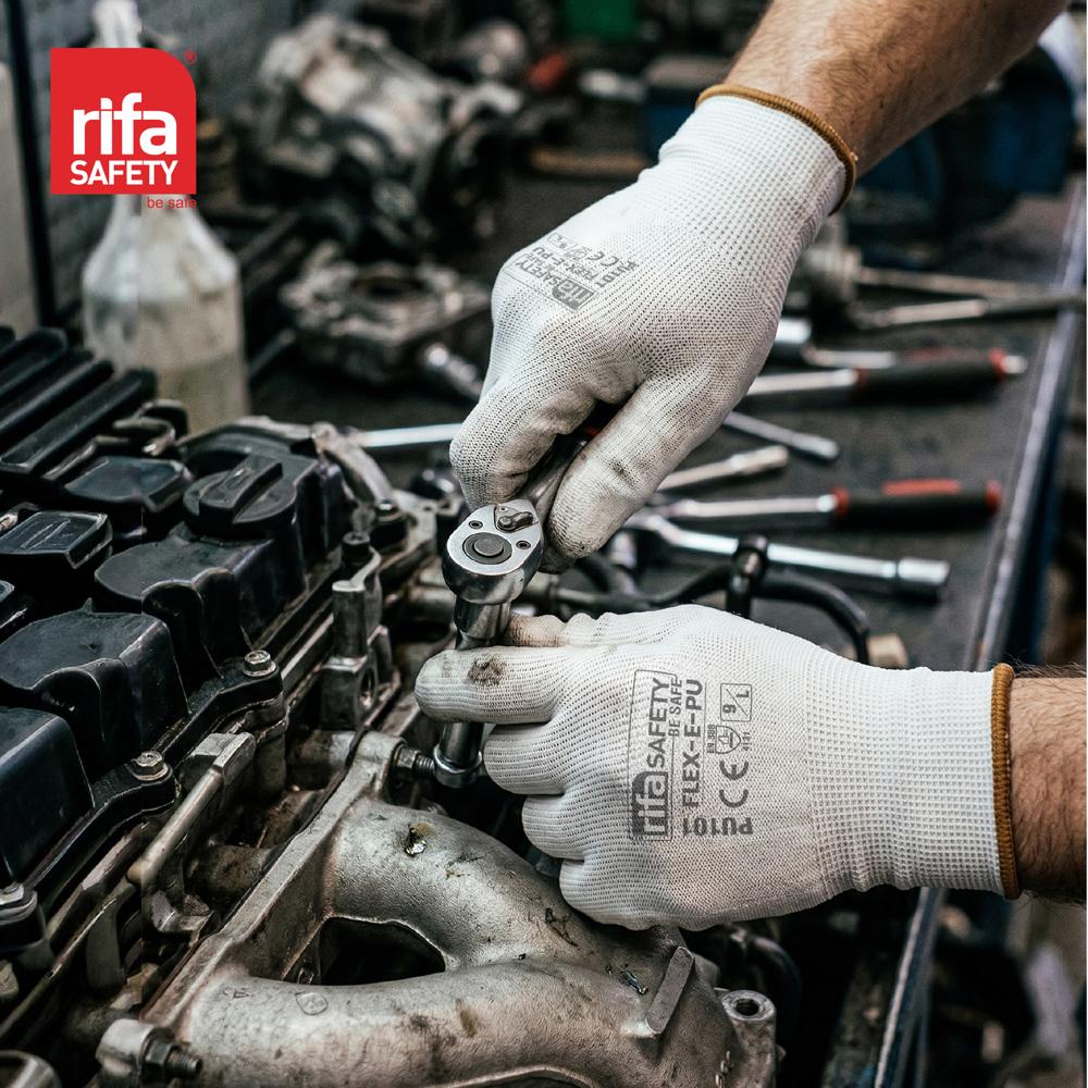 Rifa Safety PU101 White PU Coated Precision Industrial Gloves