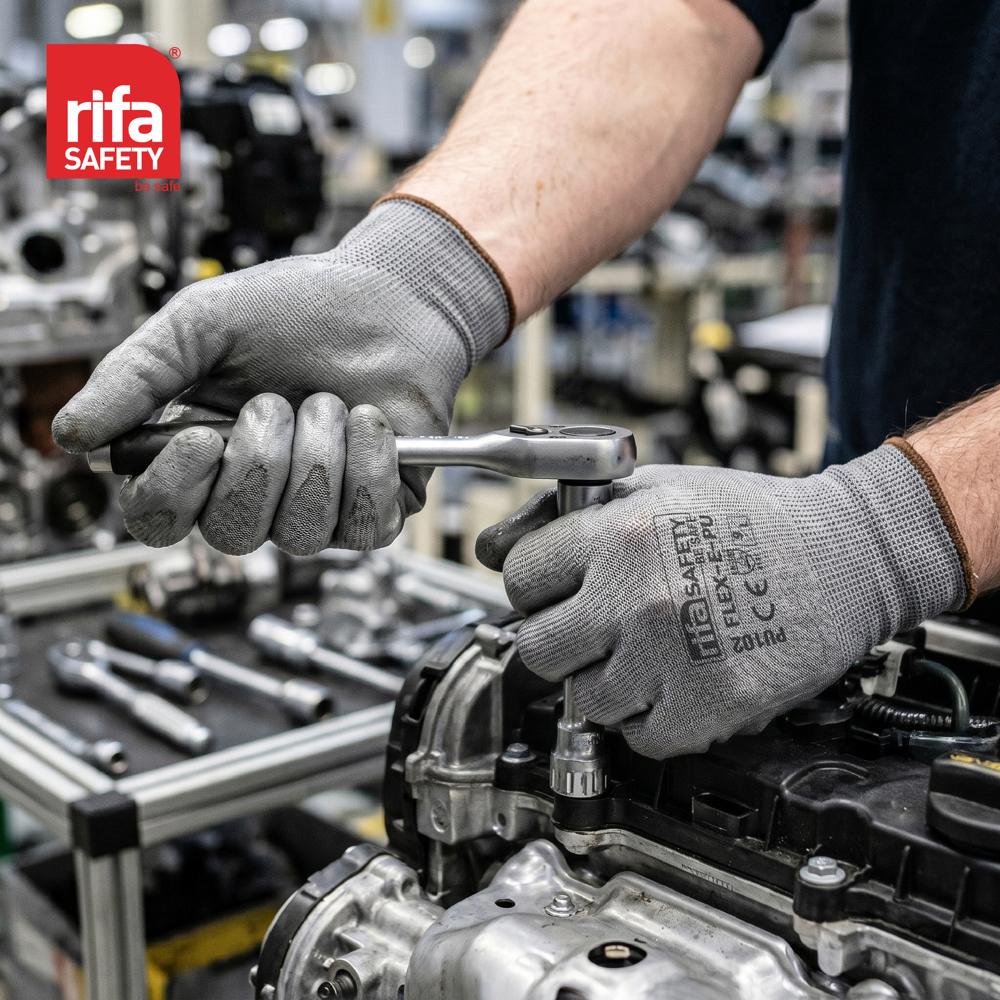 Rifa Safety PU102 Grey PU Coated Precision Industrial Gloves