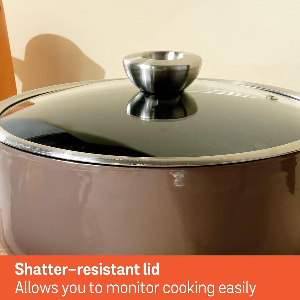 Meyer Enamel Cast Iron Sauteuse | Dutch Oven with Induction Base | Enameled Cast Iron Cookware, 26cm, Grey