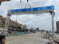 Overhead Gantry Sign Board - Galvanized Steel Frame, 6-12m Width, Blue/green Reflective | Ip65 Weatherproof, 3m Retro Reflective Film, Multilingual Display, Wind Resistant 180 Km/hr
