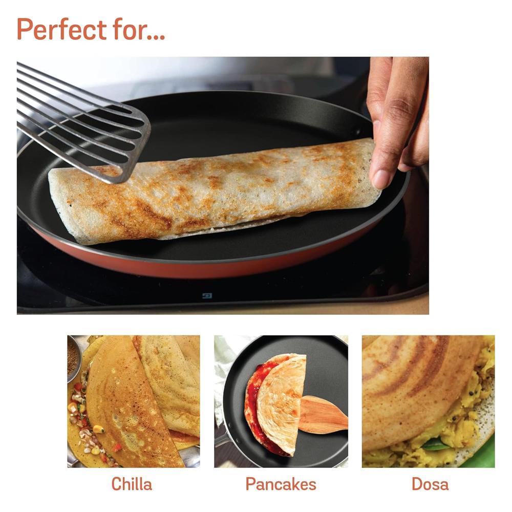 Meyer Flat Tawa Induction, 28cm/3mm Thick, Orange 18282