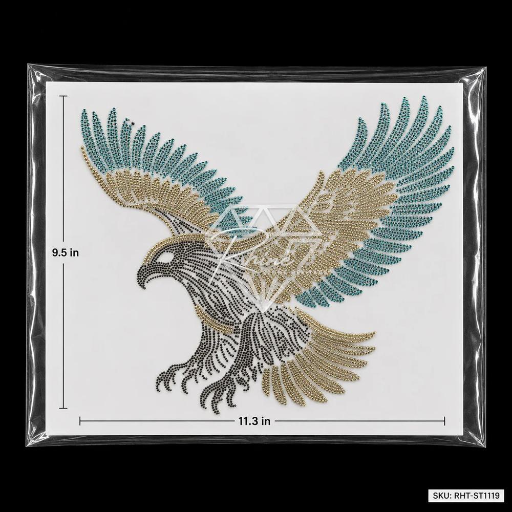 Premium Flying Eagle Rhinestone Heat Transfer Sticker
