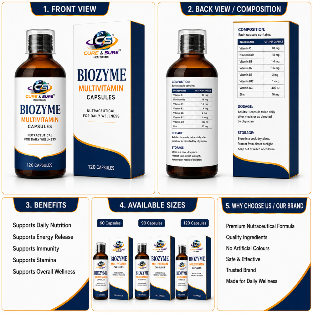 Nutraceutical Biozyme Multivitamin Capsules Third Party Manufacturing