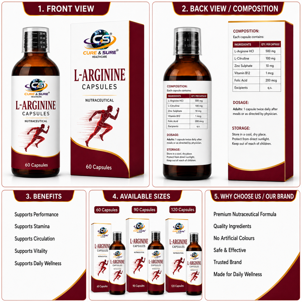 Nutraceutical L - Arginine Capsules Third Party Manufacturing