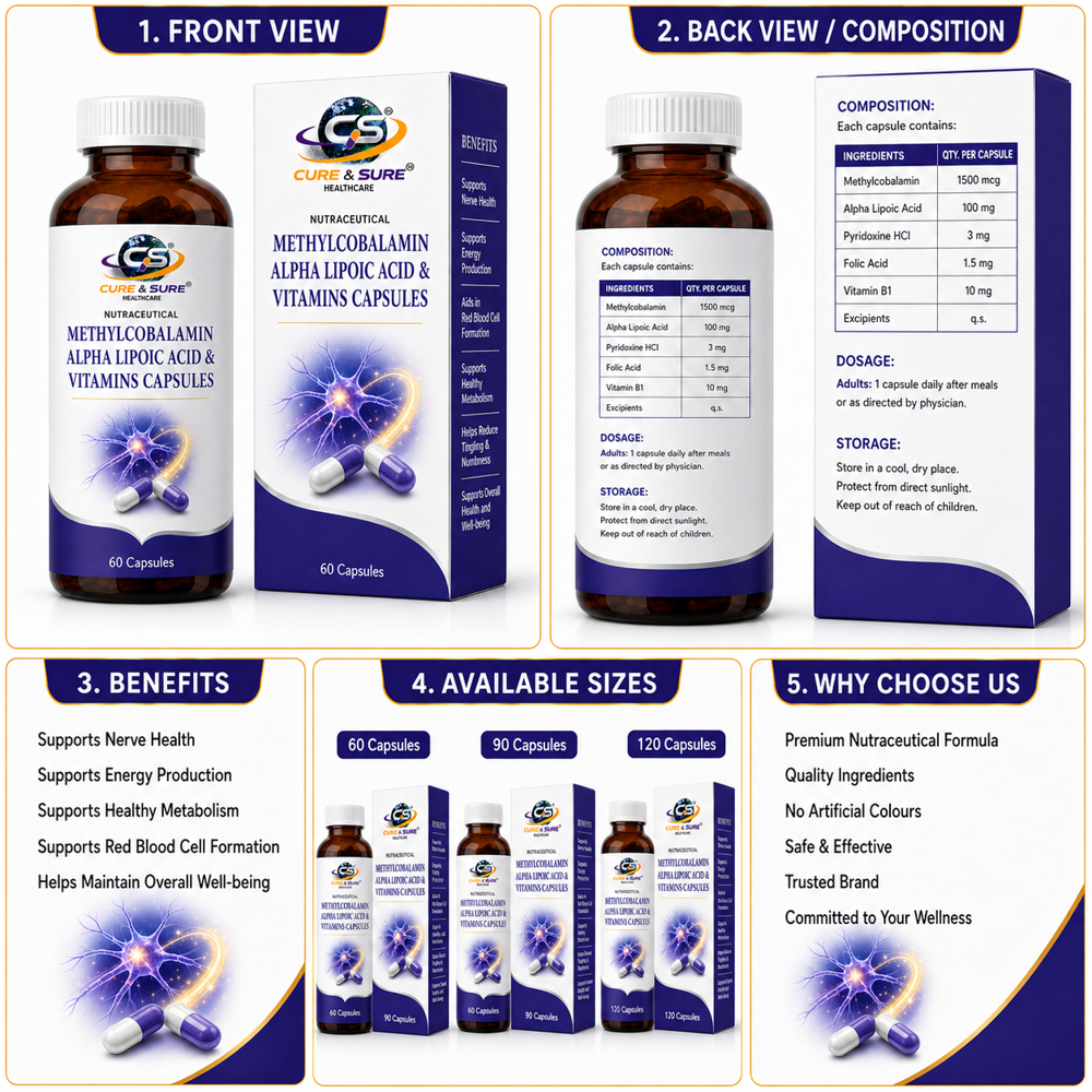 Nutraceutical Methylocobalamin, Alpha Lipoic Acid & Vitamins Capsules Third Party Manufacturing - Age Group: Adults