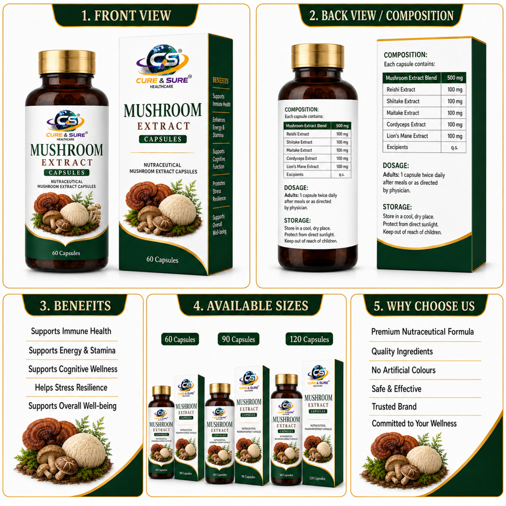 Nutraceutical Mushroom Extract Capsules Third Party Manufacturing