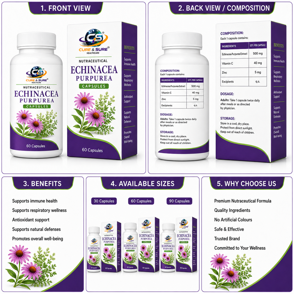 Nutraceutical Echinacea Pirpurea Capsules Third Party Manufacturing