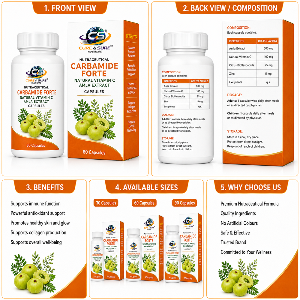 Nutraceutical Carbamide Forte Natural Vitamin C Amla Extract Capsules Third Party Manufacturing