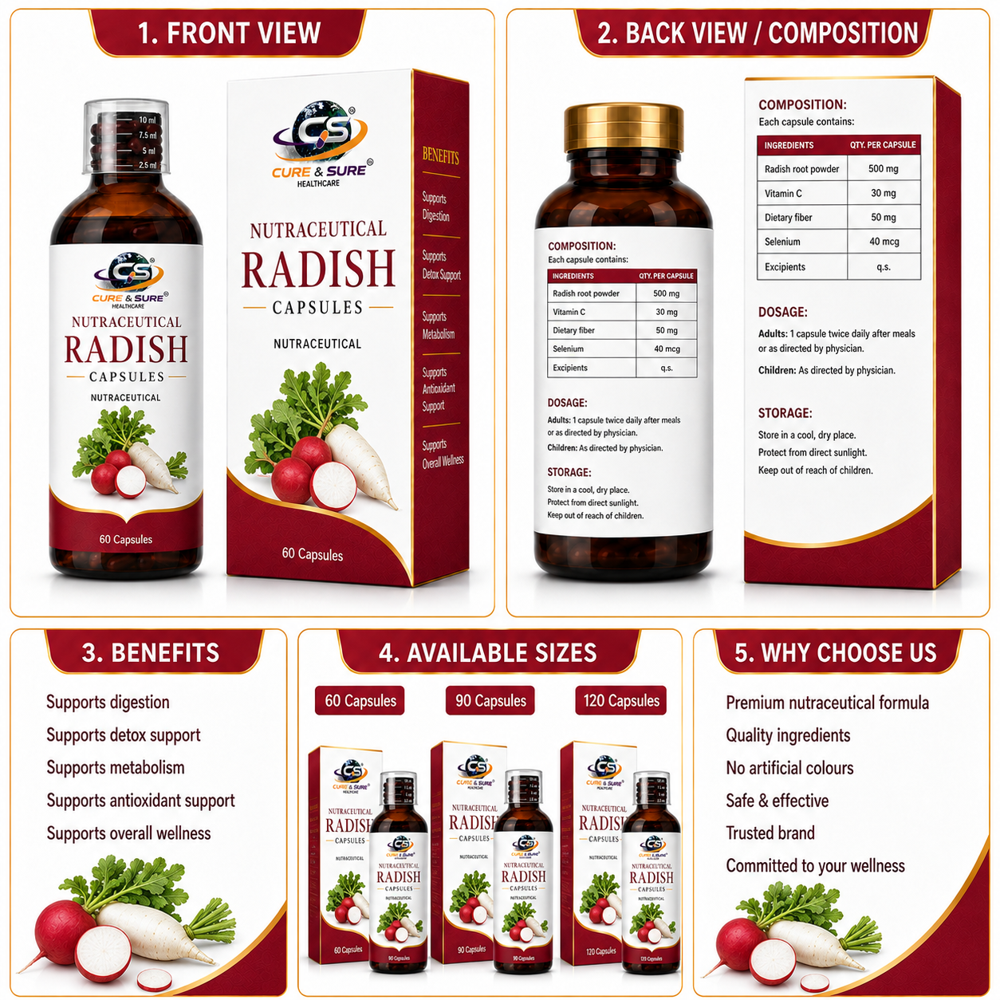 Nutraceutical Radish Capsules  Third Party Manufacturing