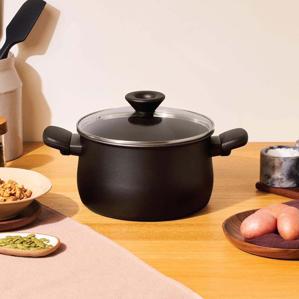 Meyer Midnight Hard Anodized Nonstick Biryani Casserole With Lid, 3.8 Litre, 20cm, Black - Handi Cooking Pot for Rice and More 85096