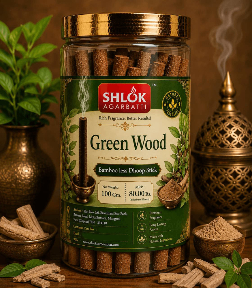 Green Wood Bamboo Less Dhoop Stick