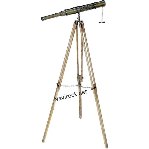 Antique Brass Beautiful Flower Designer Telescope Antique Floor Standing