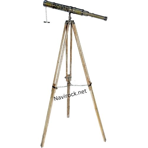 Antique Brass Beautiful Flower Designer Telescope Antique Floor Standing