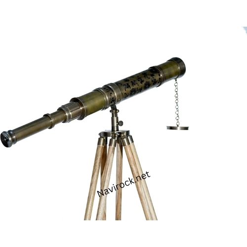 Antique Brass Beautiful Flower Designer Telescope Antique Floor Standing