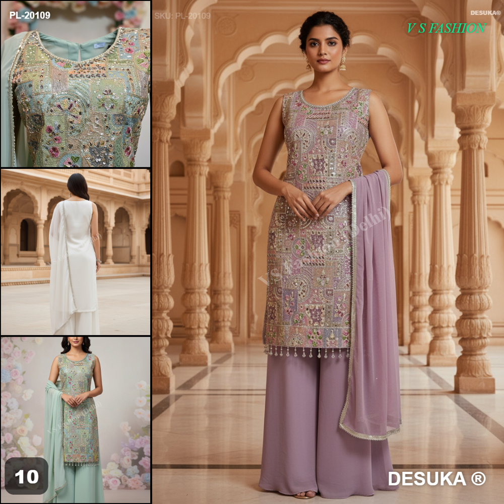 PL-20109_Georgette Straight-Cut Palazzo Suit