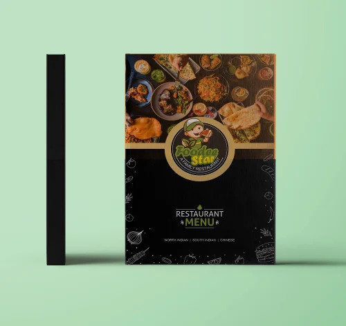 Foodee Star Restaurant Menu Card - Heavy Paper/Board A4, Glossy/Laminated | Custom Logo, Multi-Page, Hardcover/Softcover